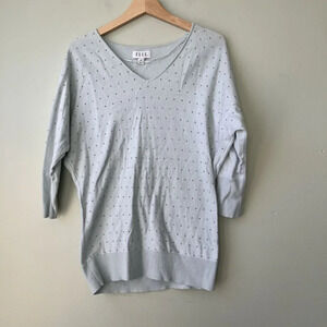 Elle‎ Womens V-Neck Light Blue Sweater With Stud Details Size M